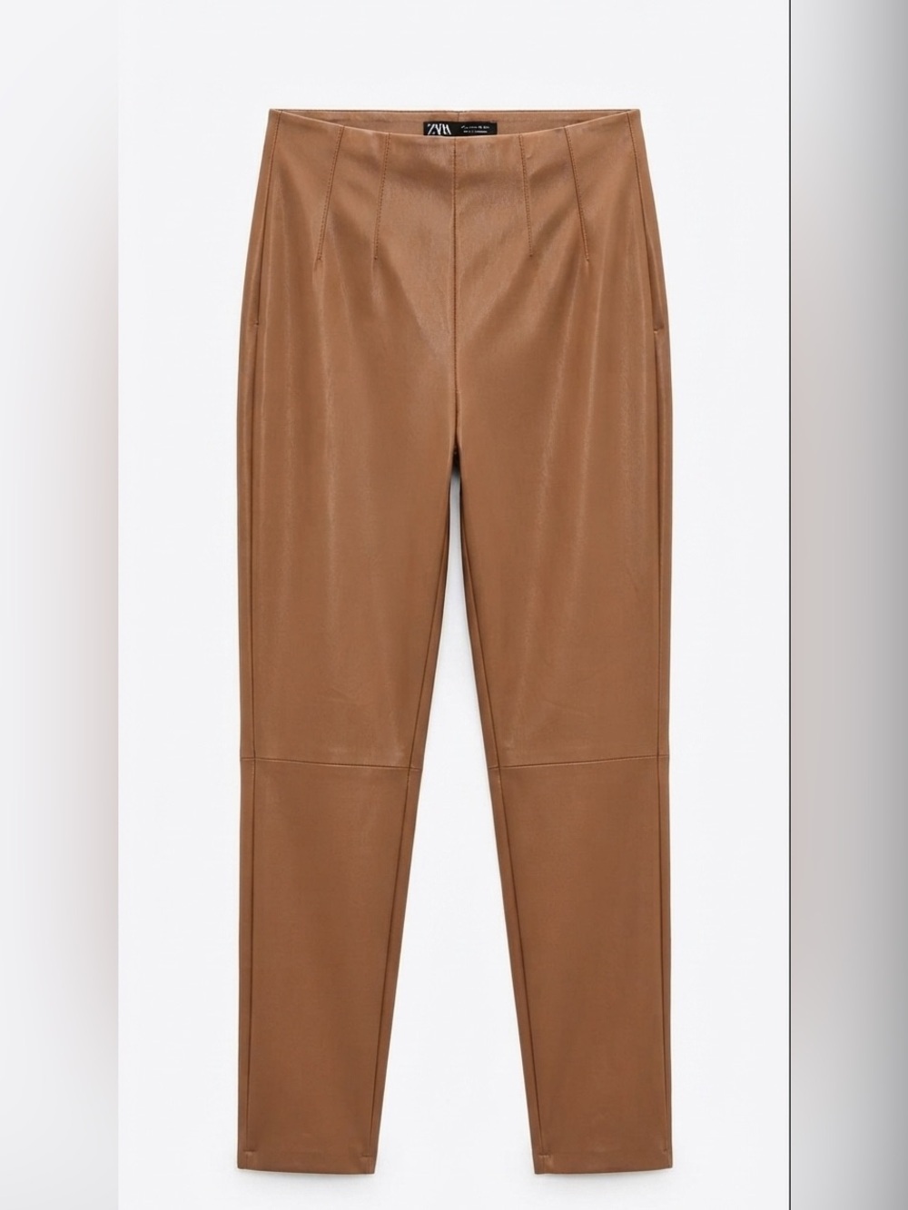 Zara Brown Faux Leather Pants, Small